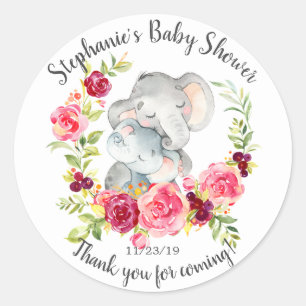Mum & Baby Elephant  Shower Favour Sticker