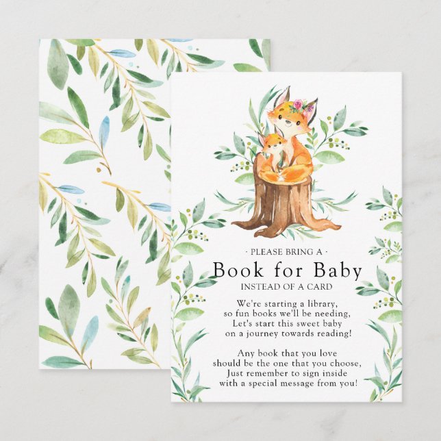 Mum & Baby Fox Baby Shower Book for Baby Card (Front/Back)