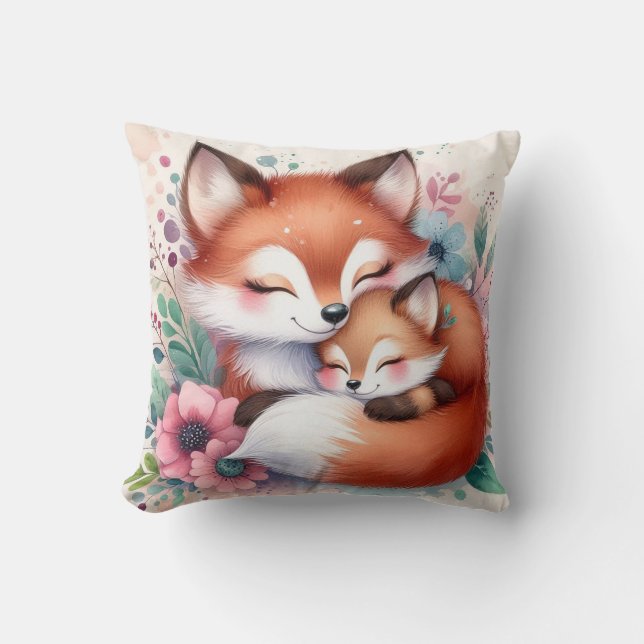 Mum & Baby Fox Cushion (Front)
