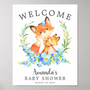 Mum & Baby Fox Welcome Baby Shower Poster