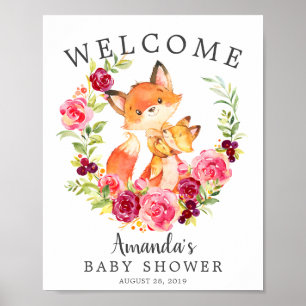 Mum & Baby Fox Welcome Baby Shower Poster