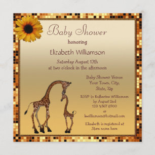Mum & Baby Giraffe Gold Save the Date Baby Shower Invitation