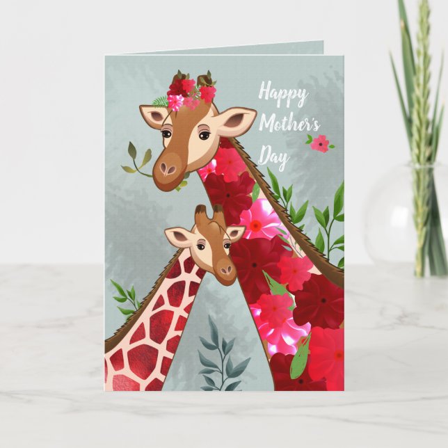Mum & Baby Giraffes Cute Mother's Day Card (Front)
