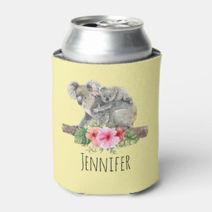 Mum & Baby Koala Bears Cute Watercolor Can Cooler