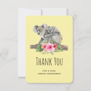 Mum & Baby Koala Bears Cute Watercolor Thank You