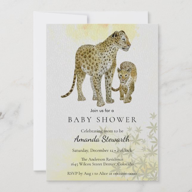 Mum & Baby leopard Baby Shower  Invitation (Front)