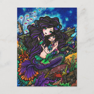 Mum & Baby Mermaid Fantasy Marine Art Postcard