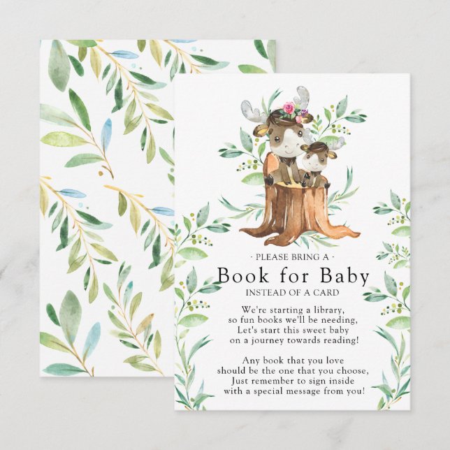 Mum & Baby Moose Baby Shower Book for Baby Card (Front/Back)