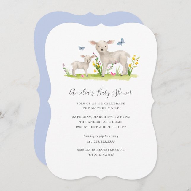 Mum Baby Sheep Baby Shower Invitation (Front/Back)