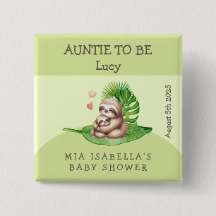 Mum & Baby Sloth Baby Shower Customisable Button