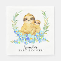 Mum & Baby Sloth Boys Shower Paper Napkins
