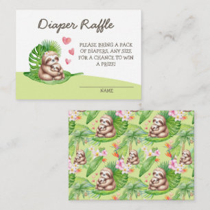Mum & Baby Sloth Diaper Raffle Baby Shower - Card