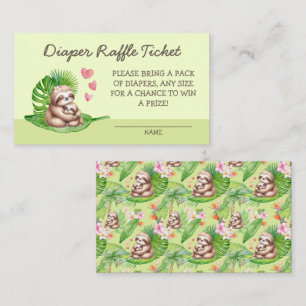 Mum & Baby Sloth Diaper Raffle Baby Shower Card