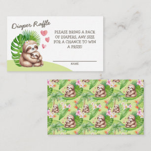 Mum & Baby Sloth Diaper Raffle Enclosure Card