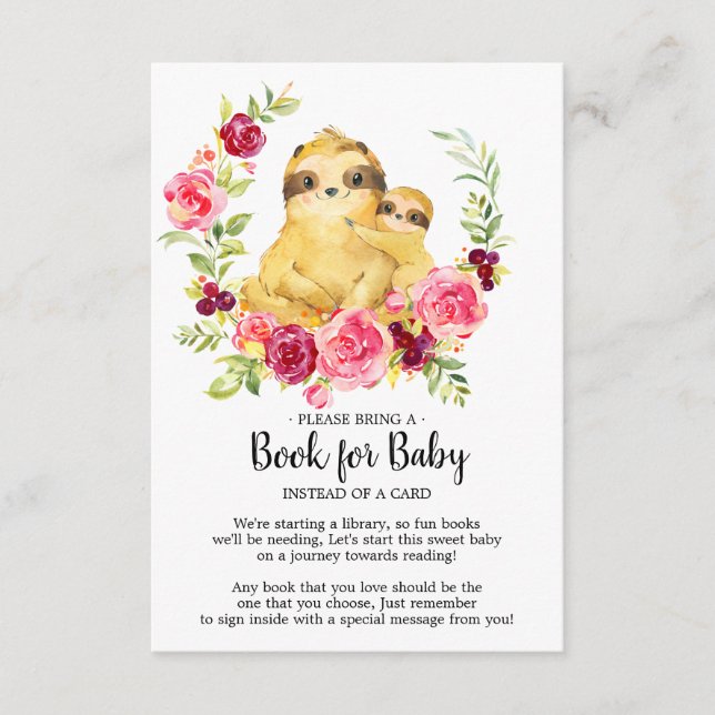 Mum & Baby Sloth Shower Book for Baby Card (Front)