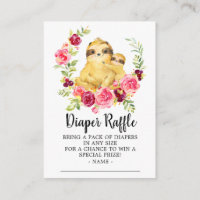 Mum & Baby Sloth Shower Diaper Raffle Ticket