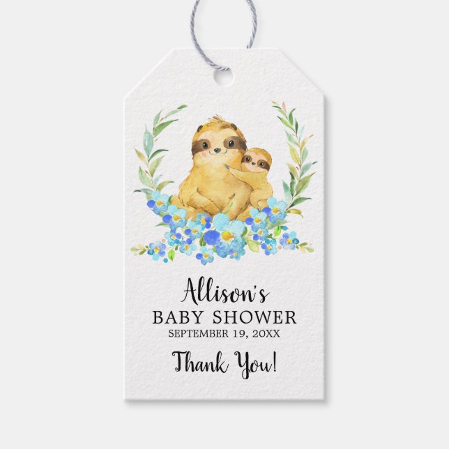 Mum & Baby Sloth Shower Favour Gift Tag (Front)