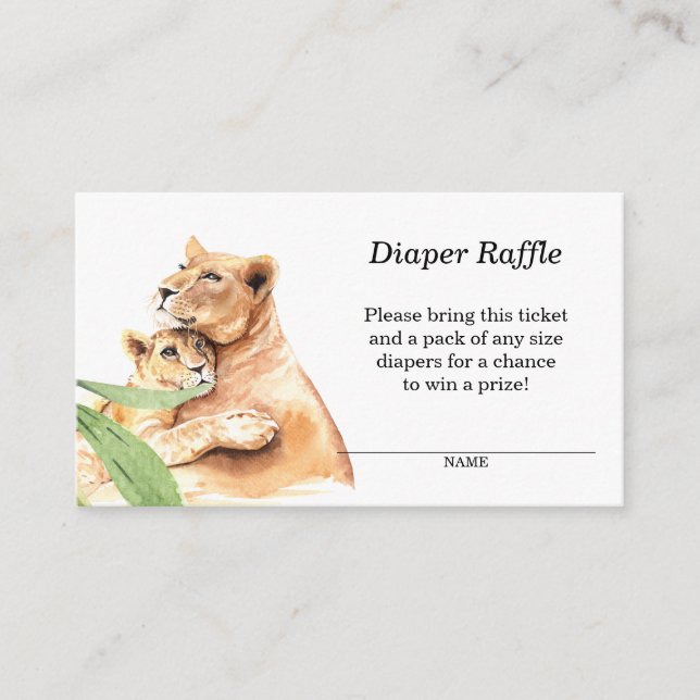Mum & Baby Tiger Baby Diaper Raffle Enclosure Card (Front)