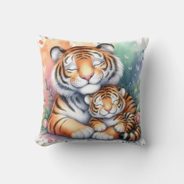 Mum & Baby Tiger Cushion (Front)