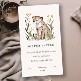 Mum Baby Tiger Foliage Diaper Raffle Baby Shower Enclosure Card