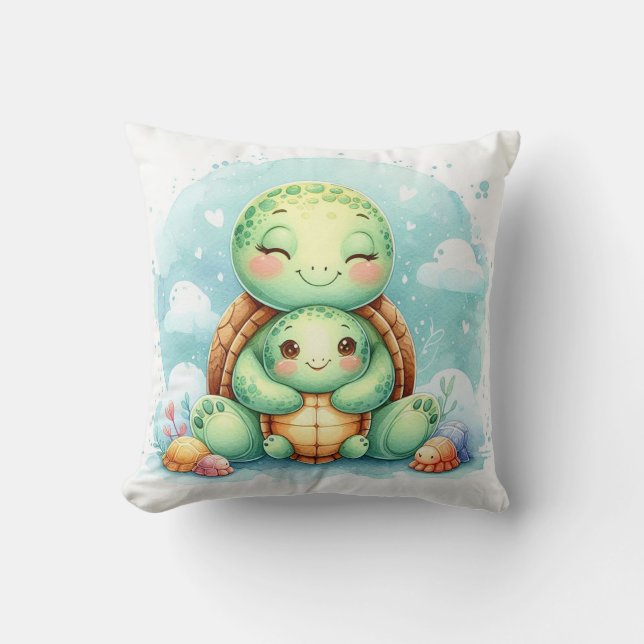 Mum & Baby Turtle Cushion (Front)