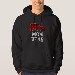 Mum Bear Buffalo Plaid Christmas Family Pajama Hoodie
