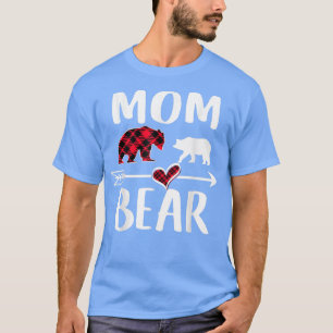 Mum Bear Buffalo Red Plaid Christmas Pajama Family T-Shirt