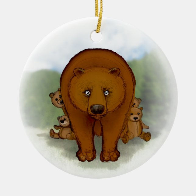 Mum bear ceramic tree decoration (Front)