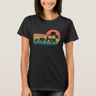 Mum Bear With Cubs Vintage Sunset Retro Family Of T-Shirt