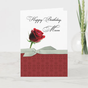 Mum Birthday Beautiful Single Red Rose Card