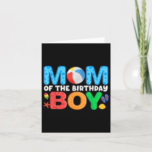 Mum Birthday Boy Kids Beach Ball Theme Party Pool  Card