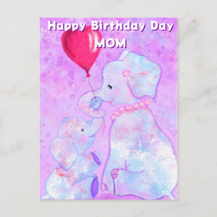 Mum Birthday Card Elephant Baby with Mum