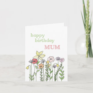 Mum birthday card - flower illustration
