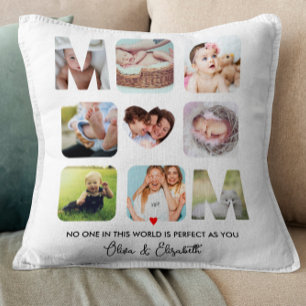 Mum Birthday Gift Custom Photo Collage Heart Cute Cushion