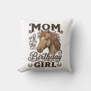 Mum Birthday Girl Floral Horse Western Vintage Shi Cushion