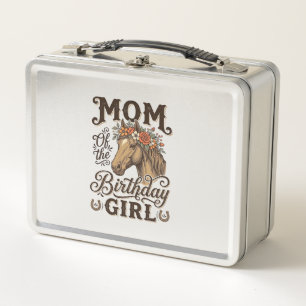 Mum Birthday Girl Floral Horse Western Vintage Shi Metal Lunch Box