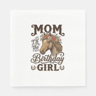 Mum Birthday Girl Floral Horse Western Vintage Shi Napkin