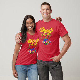 Mum Birthday Mummy Yellow Flowers Personalised T-Shirt