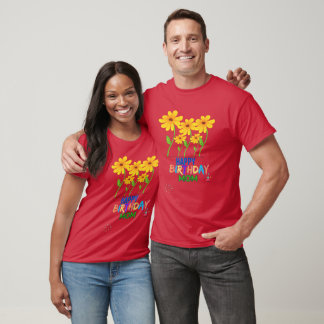 Mum Birthday Mummy Yellow Flowers Personalised T-Shirt