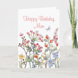 Mum Birthday Spring Flower Berries Leave Flora Card