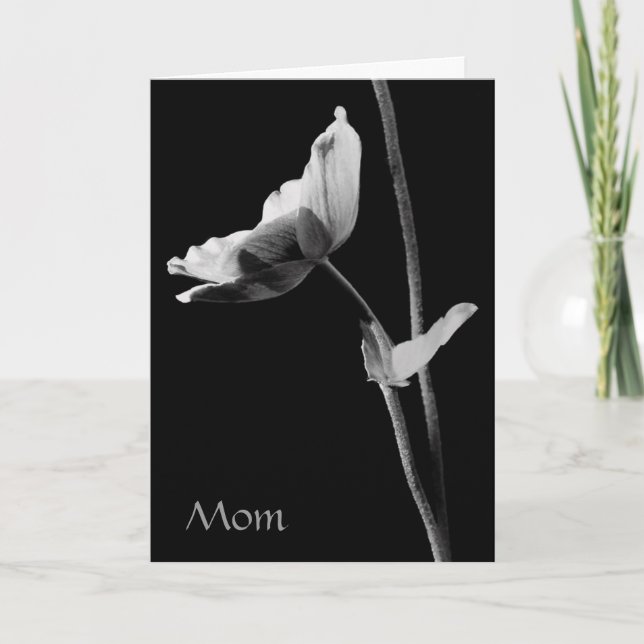 Mum Black and White Flower Card (Front)