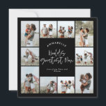 Mum black elegant modern minimal photo collage invitation<br><div class="desc">Worlds greatest Mum script elegant modern minimal black personalised photo collage simple clean lines mothers day card.</div>