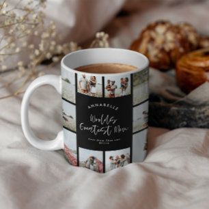 Mum black elegant modern minimal photo collage mug