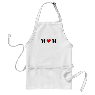 Mum black white red heart modern typography cute standard apron