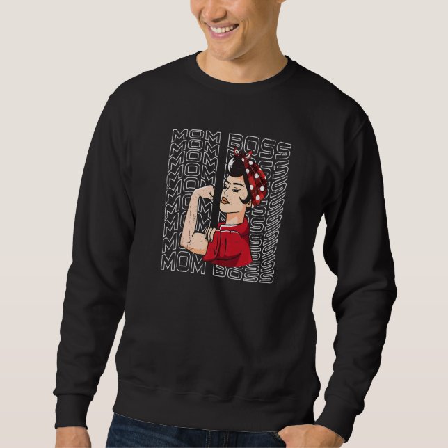 Mum Boss Messy Hair Bun Mothers Day Sweatshirt (Front)