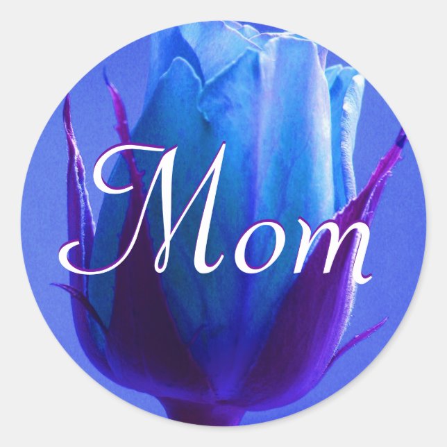 Mum Bright Blue Rose Sticker (Front)