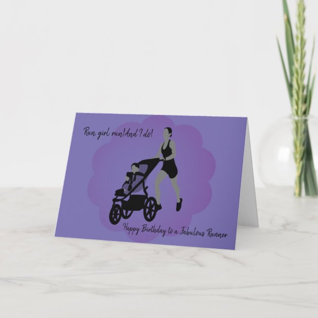 Mum Buggy Runner Birthday Card (Front)