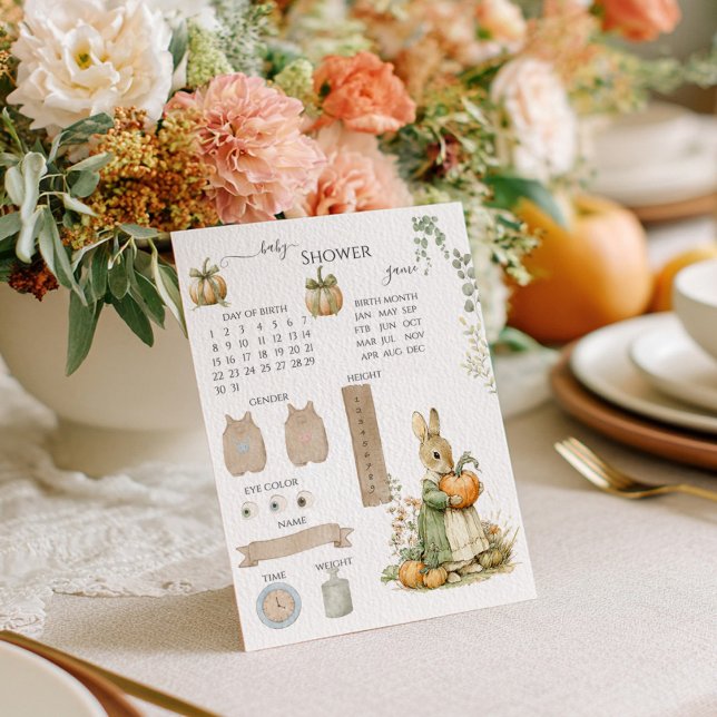 Mum Bunny and pumpkin Baby Shower Guessing Game (Creator Uploaded)