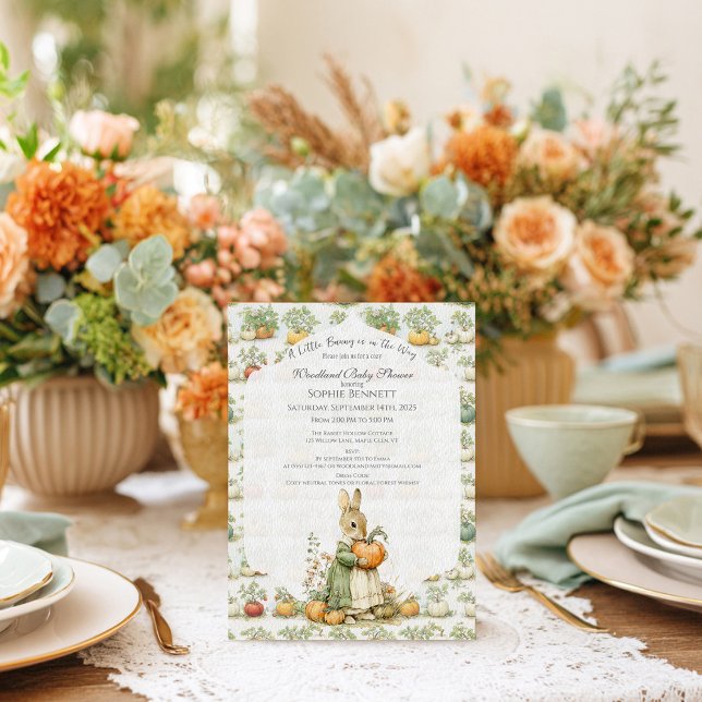Mum Bunny and pumpkin Baby Shower Invitation (Creator Uploaded)