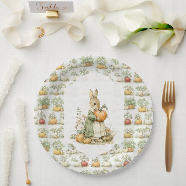 Mum Bunny and pumpkin Baby Shower Paper Plate (Wedding)